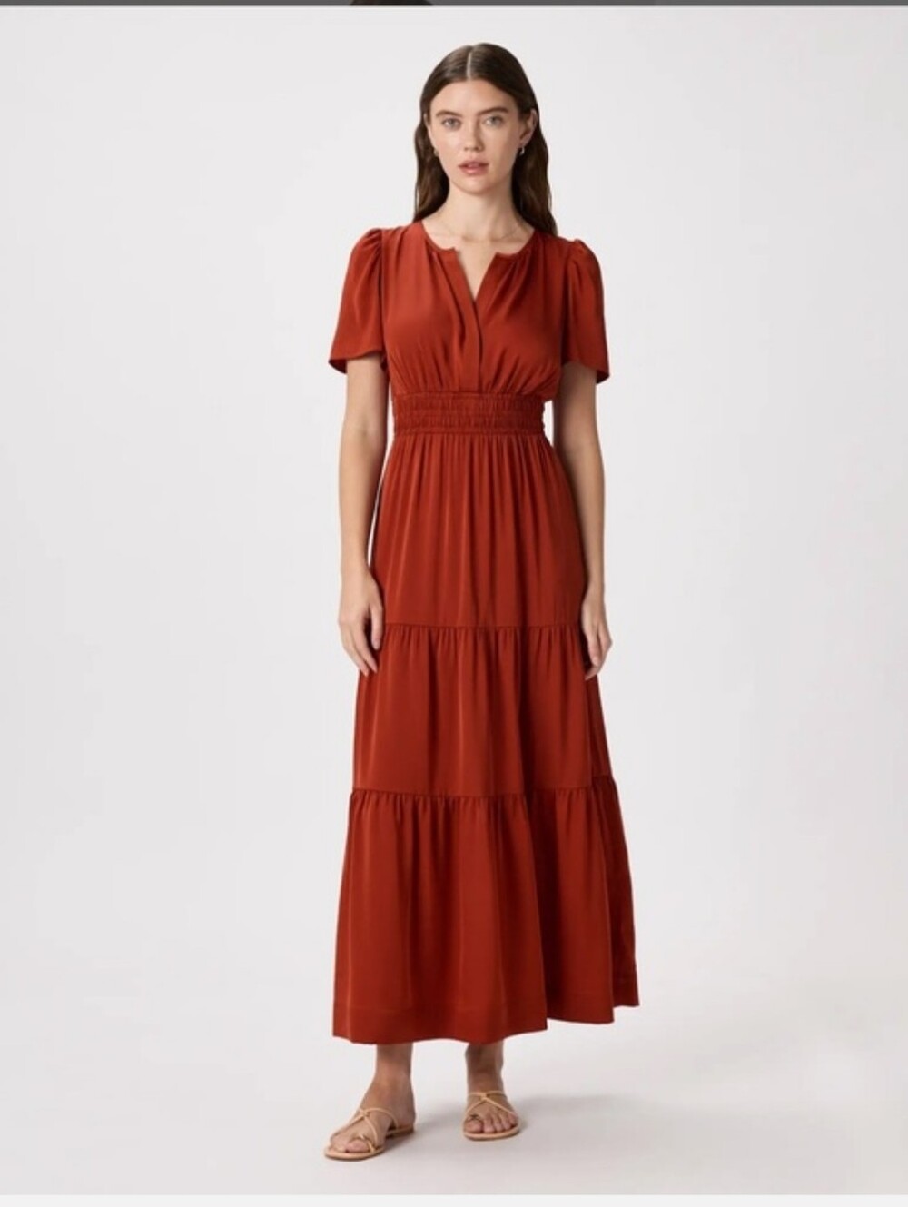 Quince Washable Stretch Silk Tiered Maxi Dress Size Small